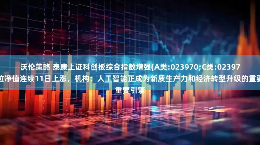 沃伦策略 泰康上证科创板综合指数增强(A类:023970;C类:023971)单位净值连续11日上涨，机构：人工智能正成为新质生产力和经济转型升级的重要引擎