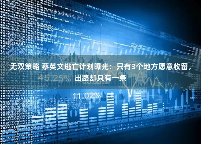 无双策略 蔡英文逃亡计划曝光：只有3个地方愿意收留，出路却只有一条