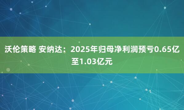 沃伦策略 安纳达：2025年归母净利润预亏0.65亿至1.03亿元